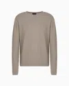 Giorgio Armani Chevron Virgin Wool, Crew-neck Jumper In Beige