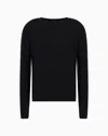 Giorgio Armani Chevron Virgin Wool, Crew-neck Jumper In Black