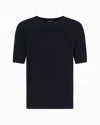 Giorgio Armani Navy Blue Viscose Blend T-shirt In Blue