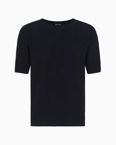 GIORGIO ARMANI CHEVRON VIRGIN WOOL, CREW-NECK JUMPER