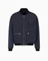 Giorgio Armani Chevron Viscose Blouson In Blue