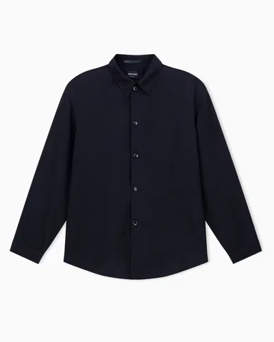 Giorgio Armani Chevron Viscose Twill Shirt Jacket In Blue