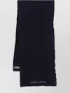 Giorgio Armani Herringbone Pattern Wool Fringed Scarf In Blue