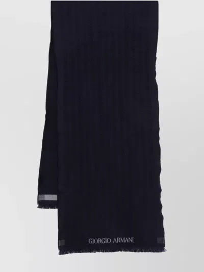 GIORGIO ARMANI CHEVRON WOOL FRINGED SCARF