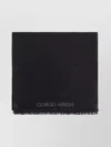 Giorgio Armani Herringbone Motif Black Scarf With Frayed Edges In Black