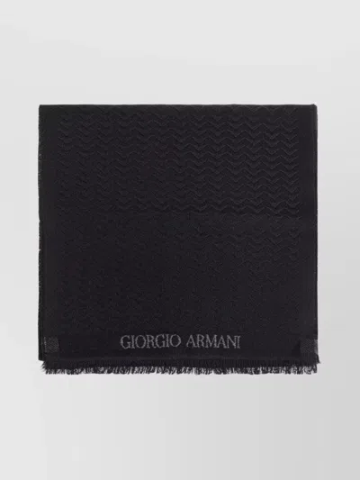 GIORGIO ARMANI CHEVRON WOOL FRINGED SCARF