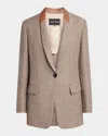 Giorgio Armani Chevron Wool Single-breasted Blazer With Leather Trim