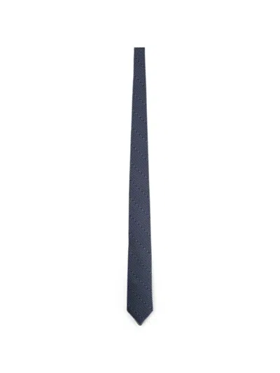 Giorgio Armani Slim Tie Diagonal Pattern Refined Design In Blue