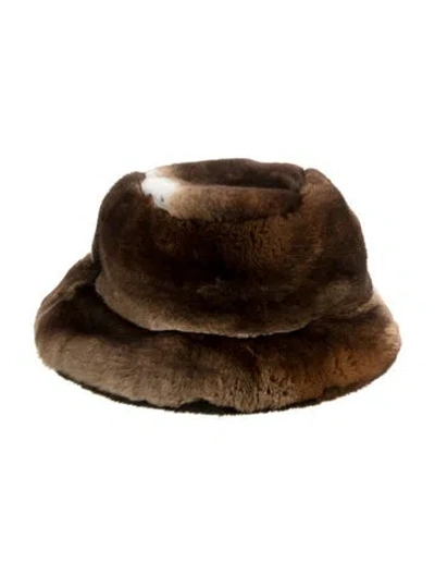 Pre-owned Giorgio Armani Chinchilla Fur Bucket Hat In Brown