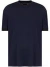 Giorgio Armani Classic Black T-shirt With Textured Finish In Blue