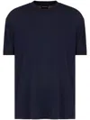 Giorgio Armani Classic Black T-shirt With Textured Finish In Blue