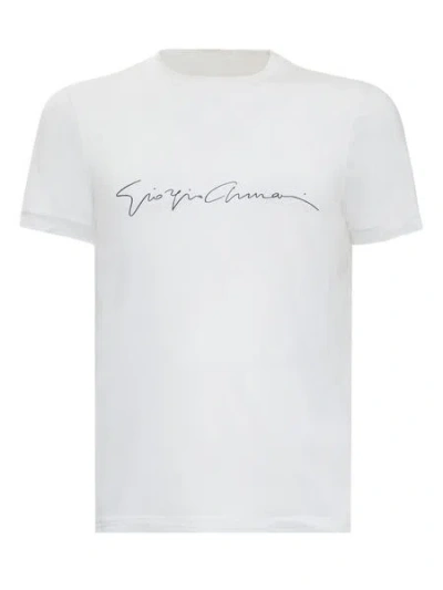 Giorgio Armani Classic Cotton Crewneck T Shirt In White
