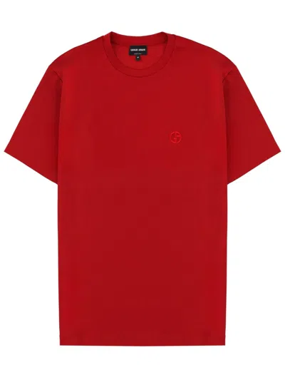 Giorgio Armani Classic Cotton T-shirt For Men In Red