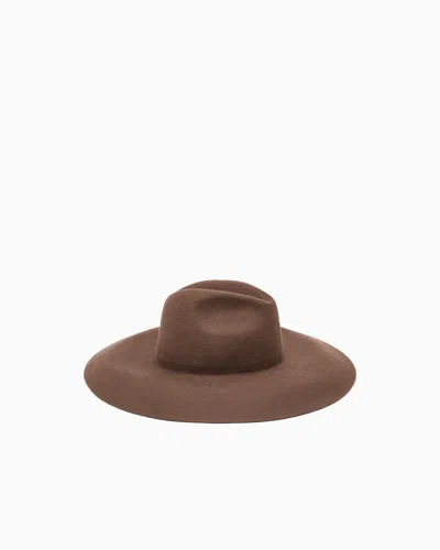 Giorgio Armani Classic Hat In Wool Felt With A Stiff Brim In Brown