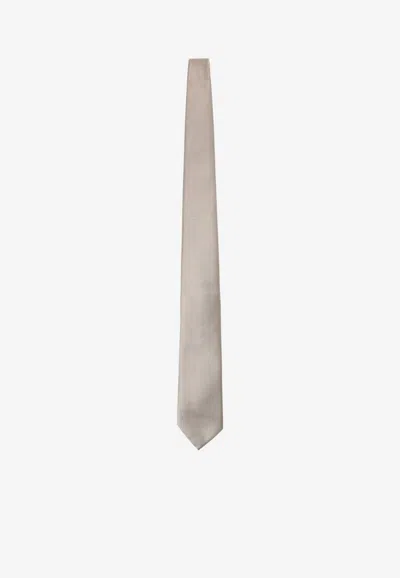 Giorgio Armani Classic Jacquard Silk Tie In Gray
