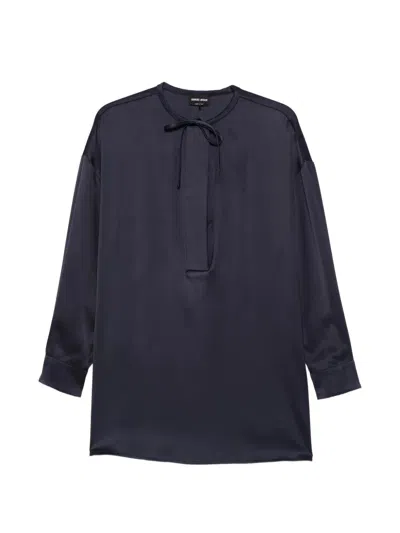 Giorgio Armani Classic Silk Shirt In Blue