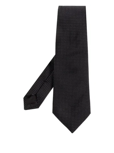 Giorgio Armani Tie Polka Dot Pattern Pointed Tip Standard In Brown
