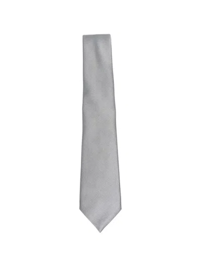 Giorgio Armani Textured Fabric Narrow Neck Tie Design In Silver