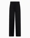 Giorgio Armani Straight-cut Flowing Wool Trousers In Black