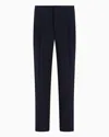 Giorgio Armani Cupro And Viscose Jacquard One-dart Trousers In Blue