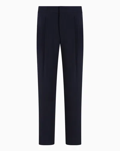 GIORGIO ARMANI CUPRO AND VISCOSE JACQUARD ONE-DART TROUSERS