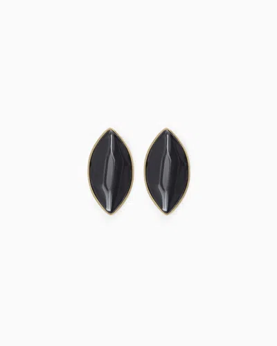 Giorgio Armani Clip Earrings With A Transparent Element In Black
