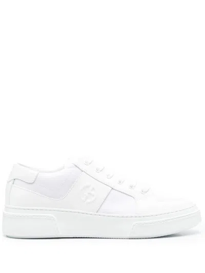 GIORGIO ARMANI CLOSED WHITE TRAINERS WITH DESIGN