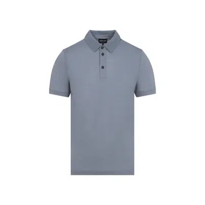 Giorgio Armani Cloud Cotton Polo Shirt In Blue