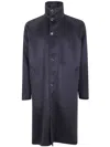 Giorgio Armani Long Coat With High Collar And Pockets In Black