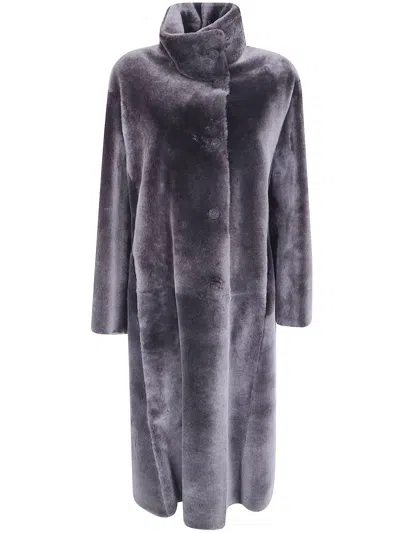 Giorgio Armani Coat Long Classic Trench In Gray