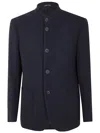 Giorgio Armani Guru Wool Single-breasted Jacket In Blue