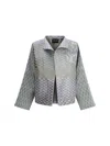 Giorgio Armani Hemp Jacket With French Collar And Multi-colored Pattern In Multicolour