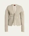 Giorgio Armani Cocoon Belted Cashmere Jacket In Biege