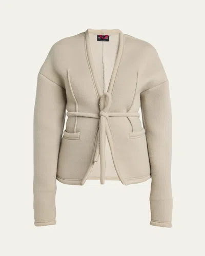 Giorgio Armani Cocoon Belted Cashmere Jacket In Biege