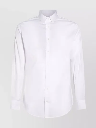 Giorgio Armani Collar Button-down Shirt Cuffed Sleeves In White