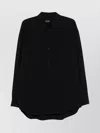 Giorgio Armani Midnight Blue Cotton Shirt With Classic Collar In Black