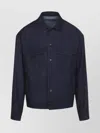 Giorgio Armani Collared Long Sleeve Jacket With Chest Pockets In Blue