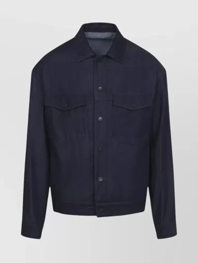 GIORGIO ARMANI COLLARED LONG SLEEVE JACKET WITH CHEST POCKETS