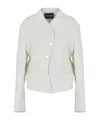 Giorgio Armani Collarless Drop-shoulder Jacket In White
