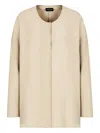 Giorgio Armani Collarless Silk Shirt In Neutral