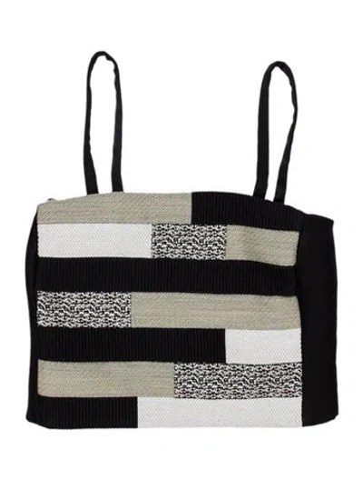 Pre-owned Giorgio Armani Colorblock Pattern Square Neckline Crop Top In Black