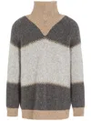 Giorgio Armani Colour-block High-neck Jumper In Green