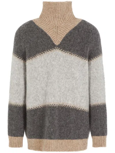 Giorgio Armani Colour-block High-neck Jumper In Green