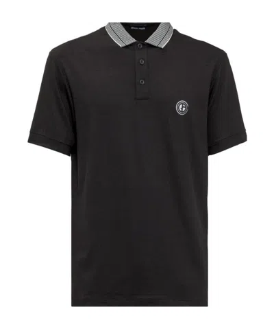Giorgio Armani Contrast Collar Polo-shirt In Black