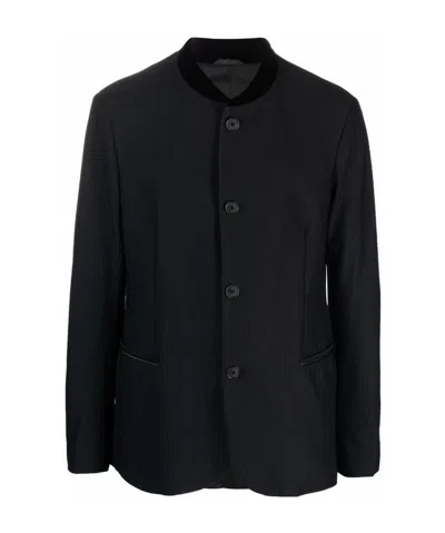 Giorgio Armani Contrast-trim Single-breasted Blazer In Black