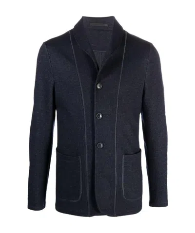 Giorgio Armani Contrast-trim Single-breasted Blazer In Black