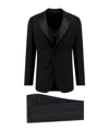 Giorgio Armani Contrast Wool Single-breasted Suit In Black