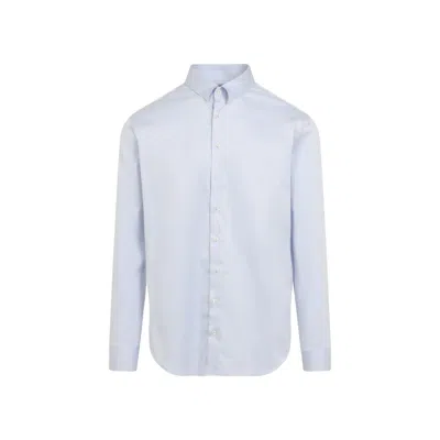 Giorgio Armani Cosmic Sky Cotton Shirt In Blue