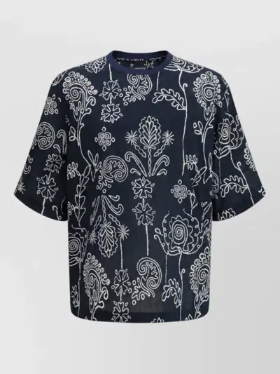 Giorgio Armani Cotton All-over Pattern Short-sleeve T-shirt In Blue