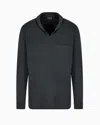 Giorgio Armani Cotton And Cashmere Interlock Long-sleeved Polo Shirt In Green